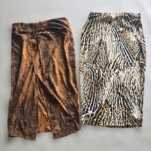 Animal Print Midi Skirts Set Of 2